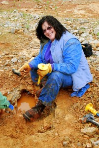 Denise Prepares to Hammer Limestone